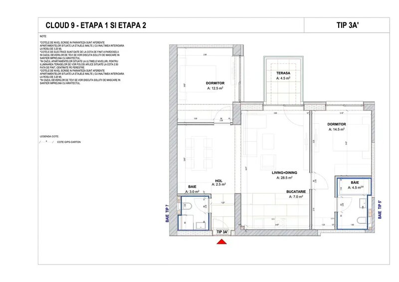 Trei camere.